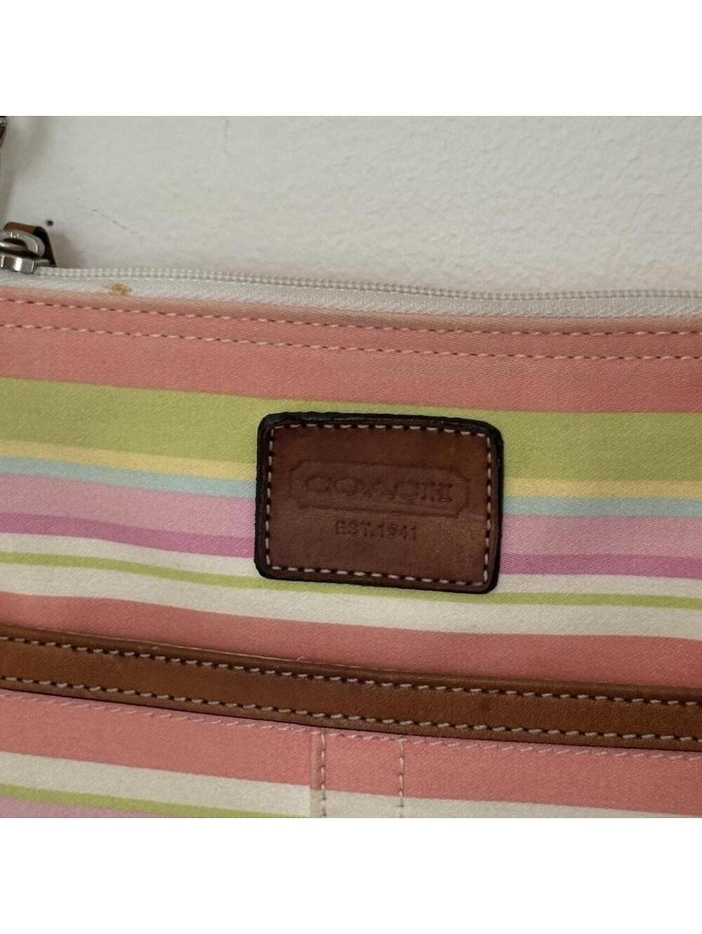 Vintage Mid-2000s Coach Hampton Pastel Stripe Crossbody - Picture 3 of 4
